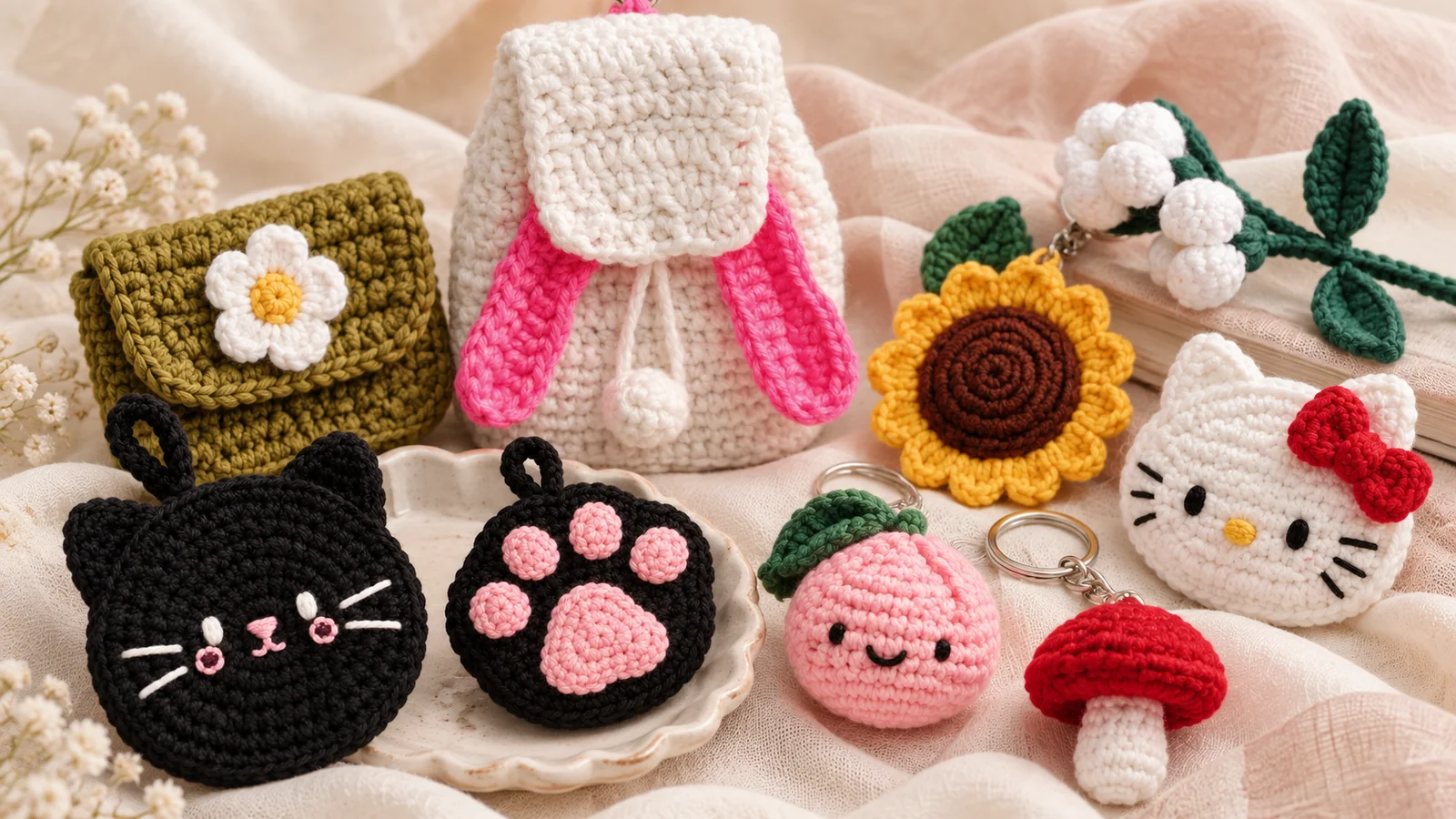Close-up photo of CozyStitch crochet products